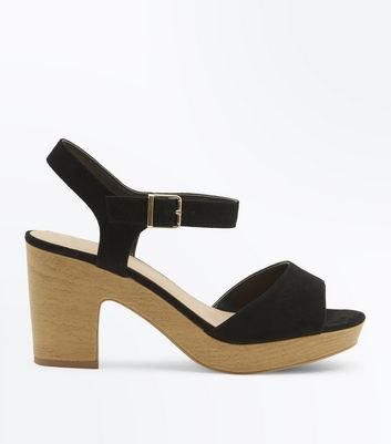 new look black sandals wide fit