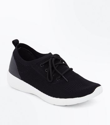 Black Knit Trainers | New Look