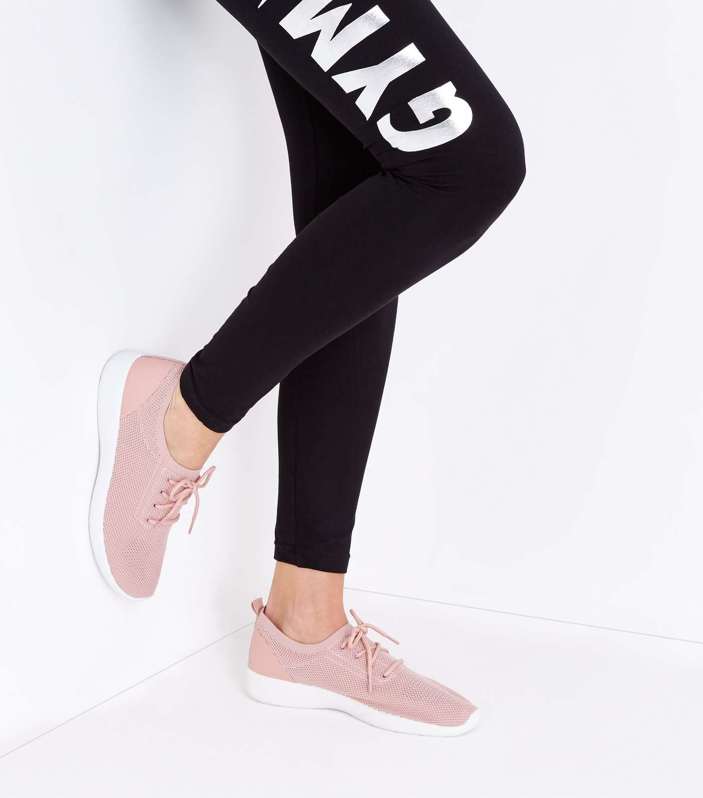 Pink Knit Trainers Image 2