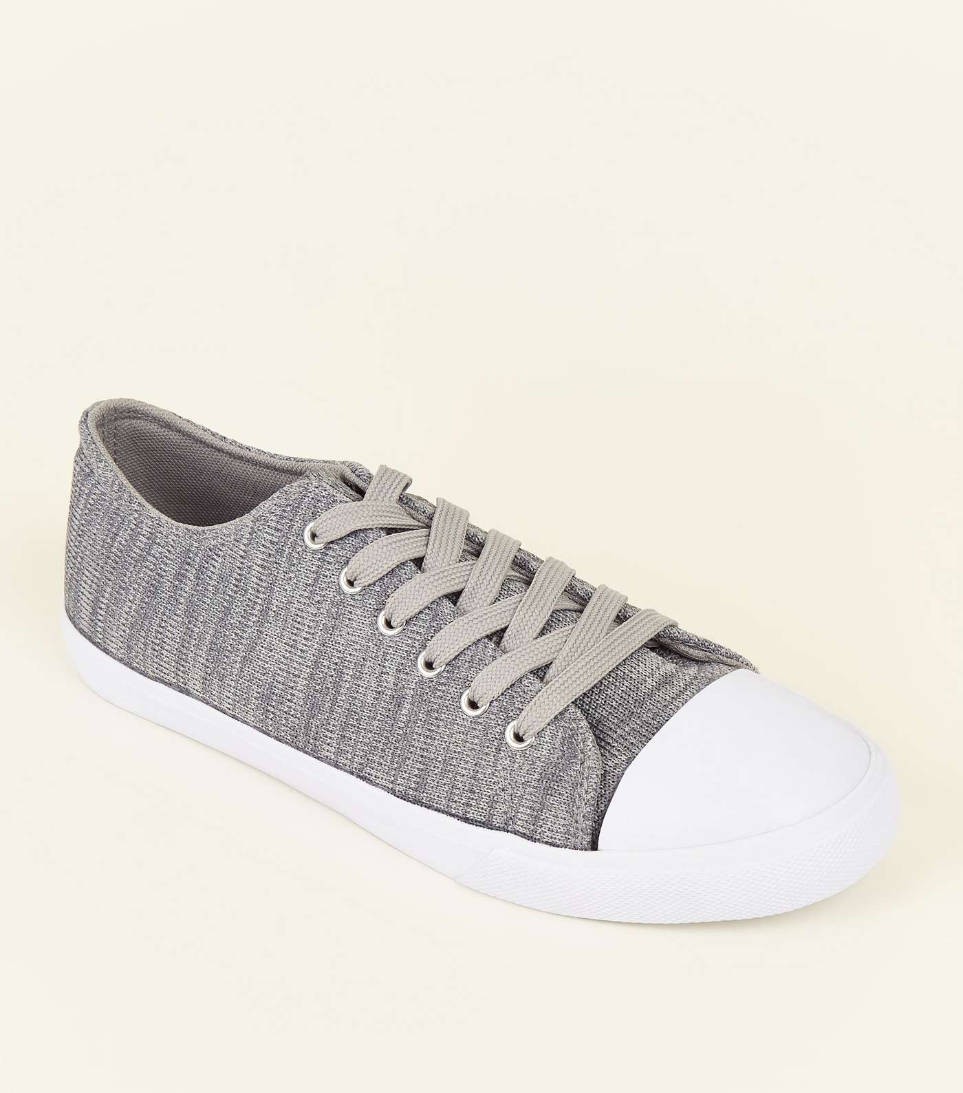 Grey Marl Knit Lace Up Trainers 