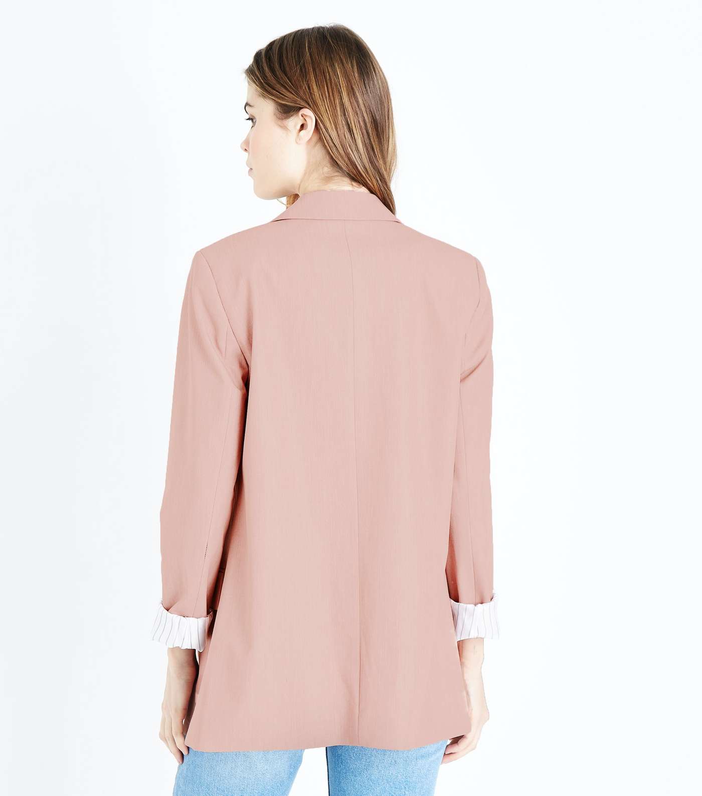 Pale Pink Marl Stripe Lined Blazer Image 3