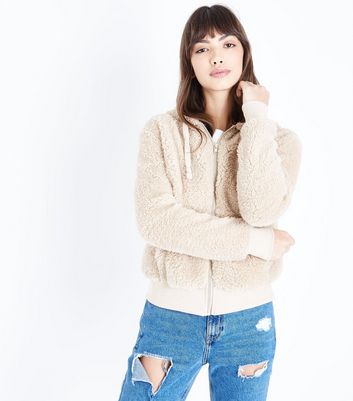 faux fur teddy hoodie