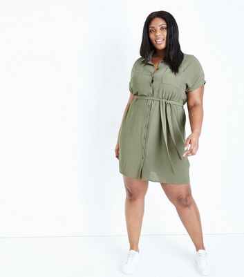 new look green shirt dress