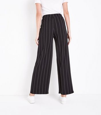new look black and white striped trousers