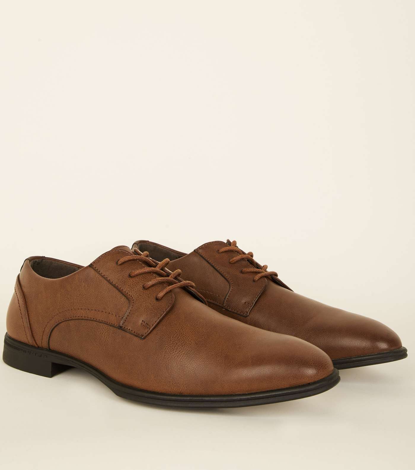 Dark Brown Leather-Look Lace-Up Formal Shoes Image 3