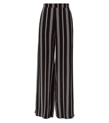 black and white striped wide leg trousers