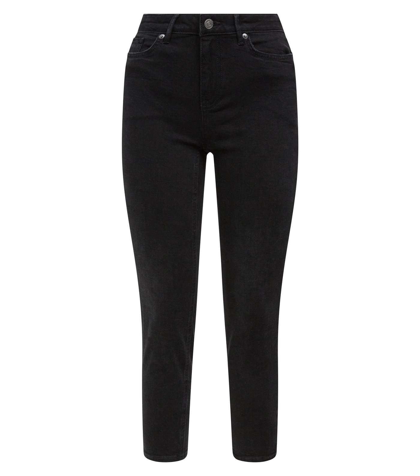 Black Cropped Relaxed Skinny Leila Jeans Image 4