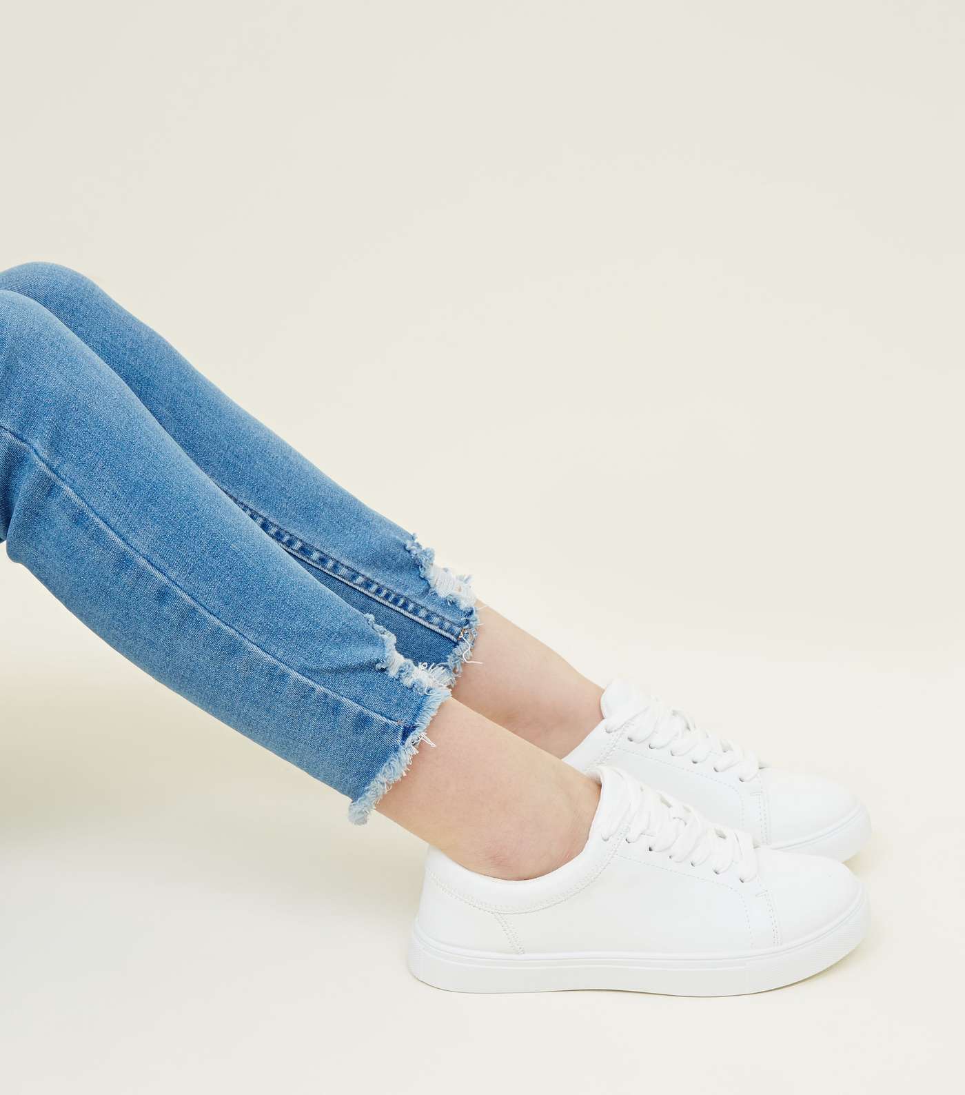Teens White Lace Up Trainers Image 2