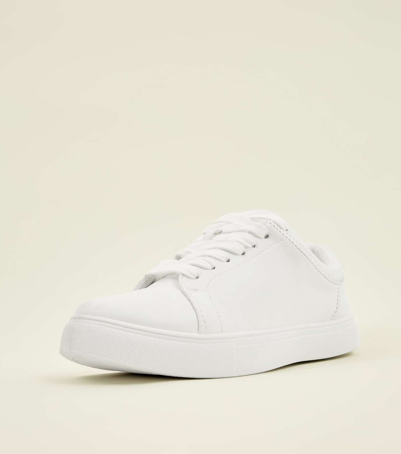 Teens White Lace Up Trainers Image 4