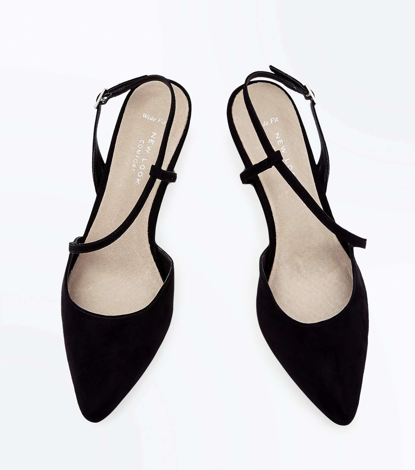 Wide Fit Black Comfort Flex Asymmetric Strap Heels Image 4