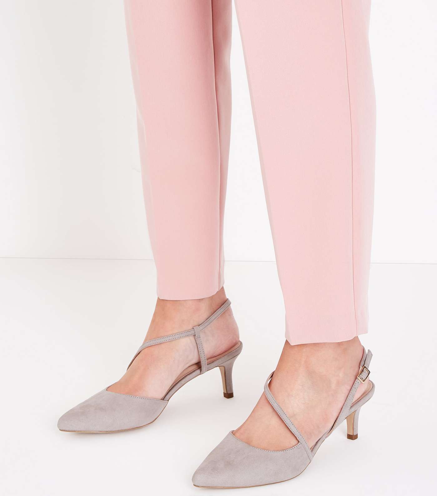 Wide Fit Grey Comfort Flex Asymmetric Strap Heels Image 2