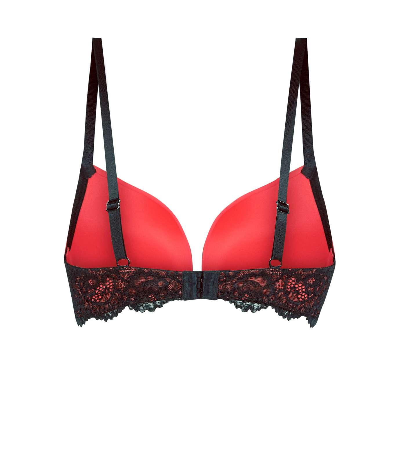 Red Strappy Lace Trim Push-Up Bra  Image 5