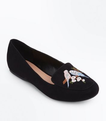 new look black flat shoes