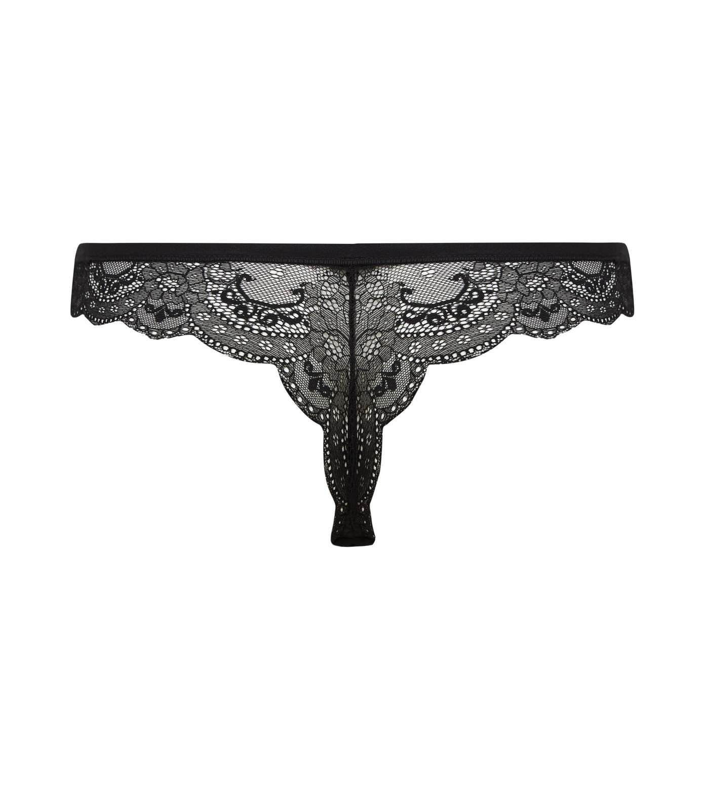 Black Lace Back Low Rise Seamless Thong  Image 4