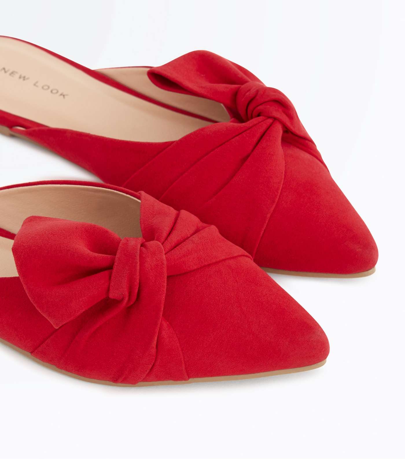 Red Suedette Bow Knot Pointed Mules Image 4