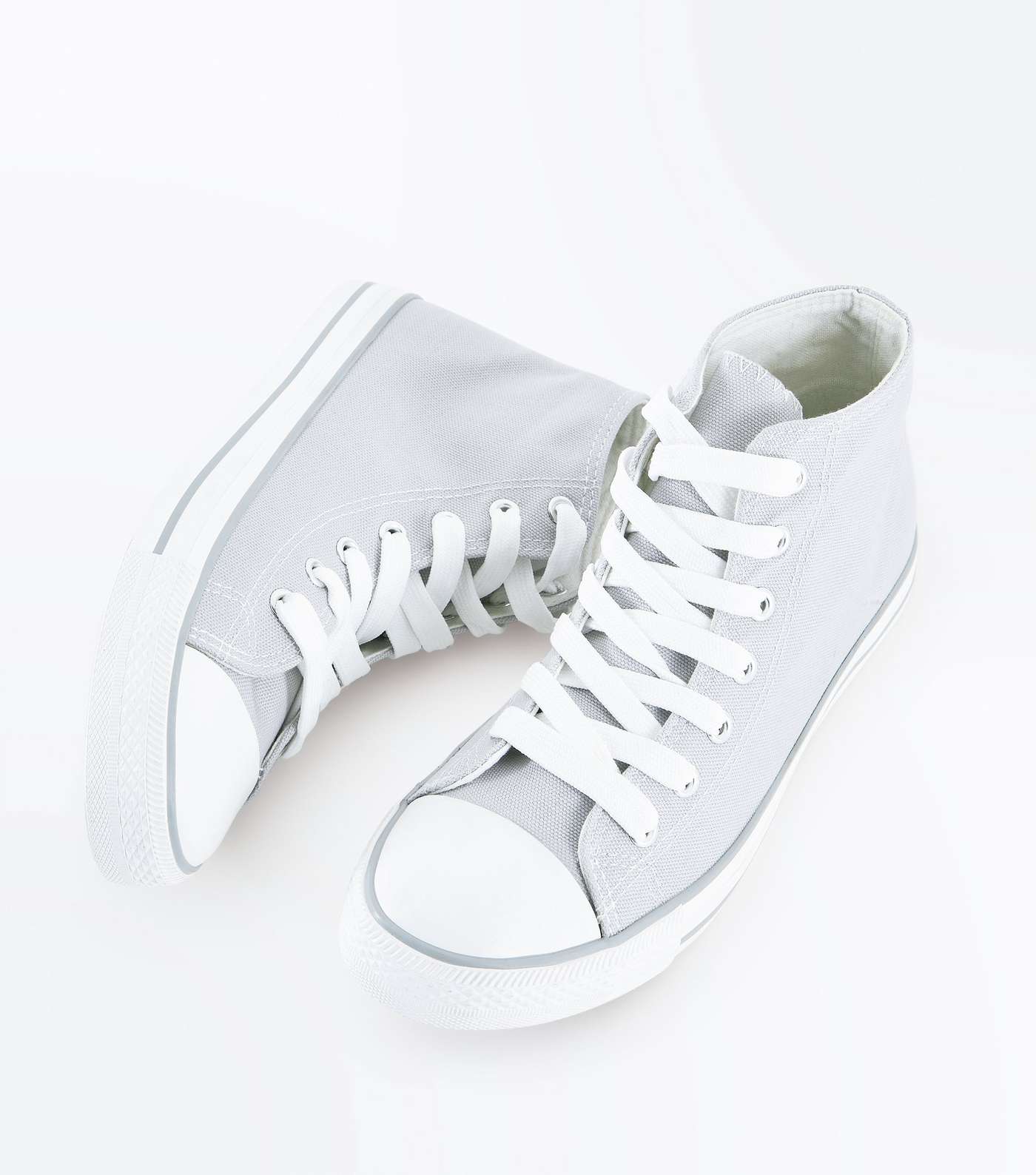 Grey Canvas Stripe Sole High Top Trainers Image 4
