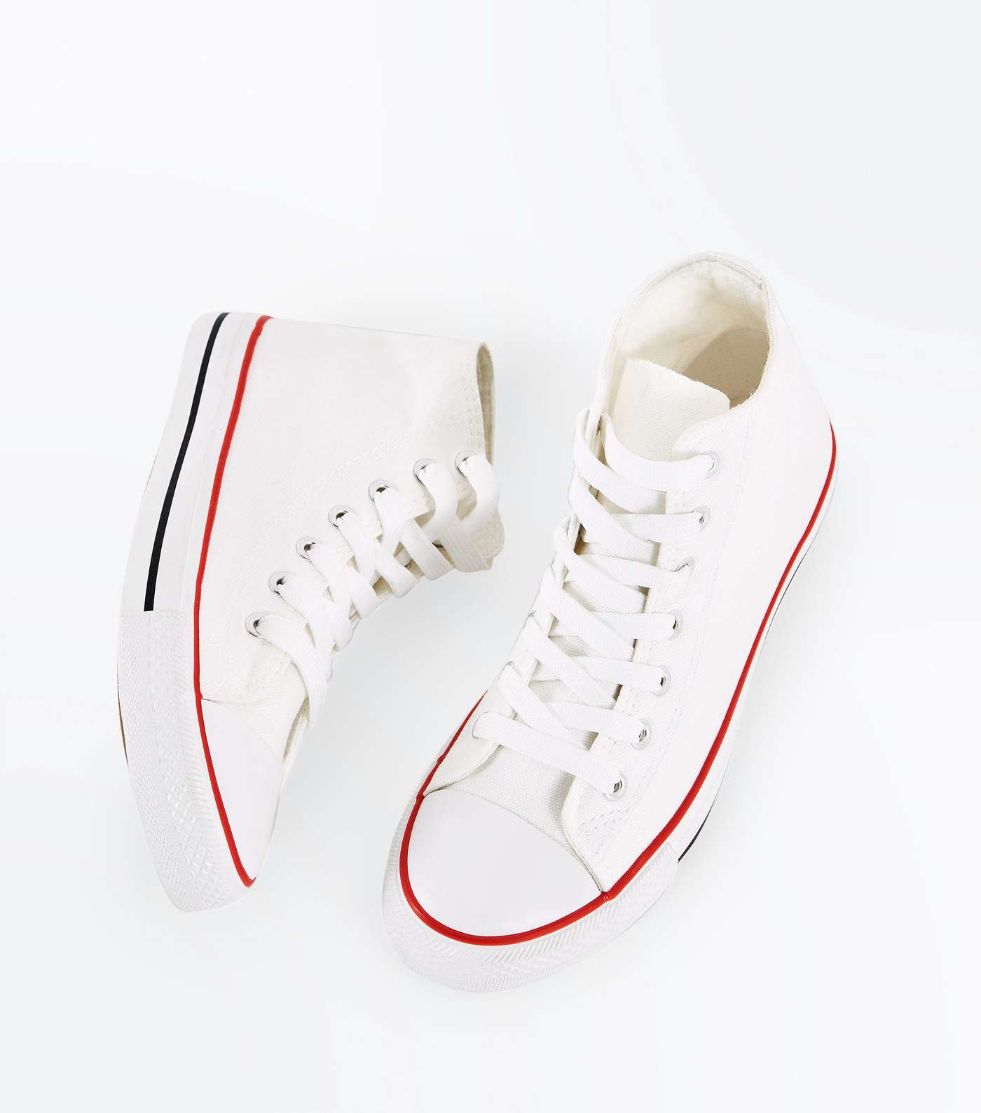 White Canvas Stripe Sole High Top Trainers Image 4