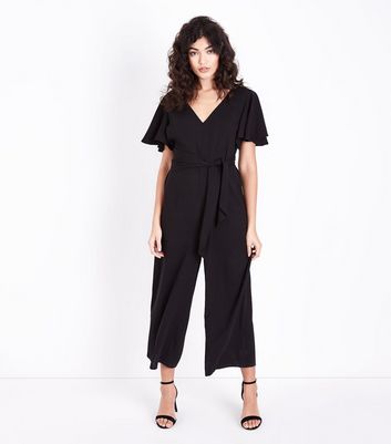 black jumpsuit with tie waist