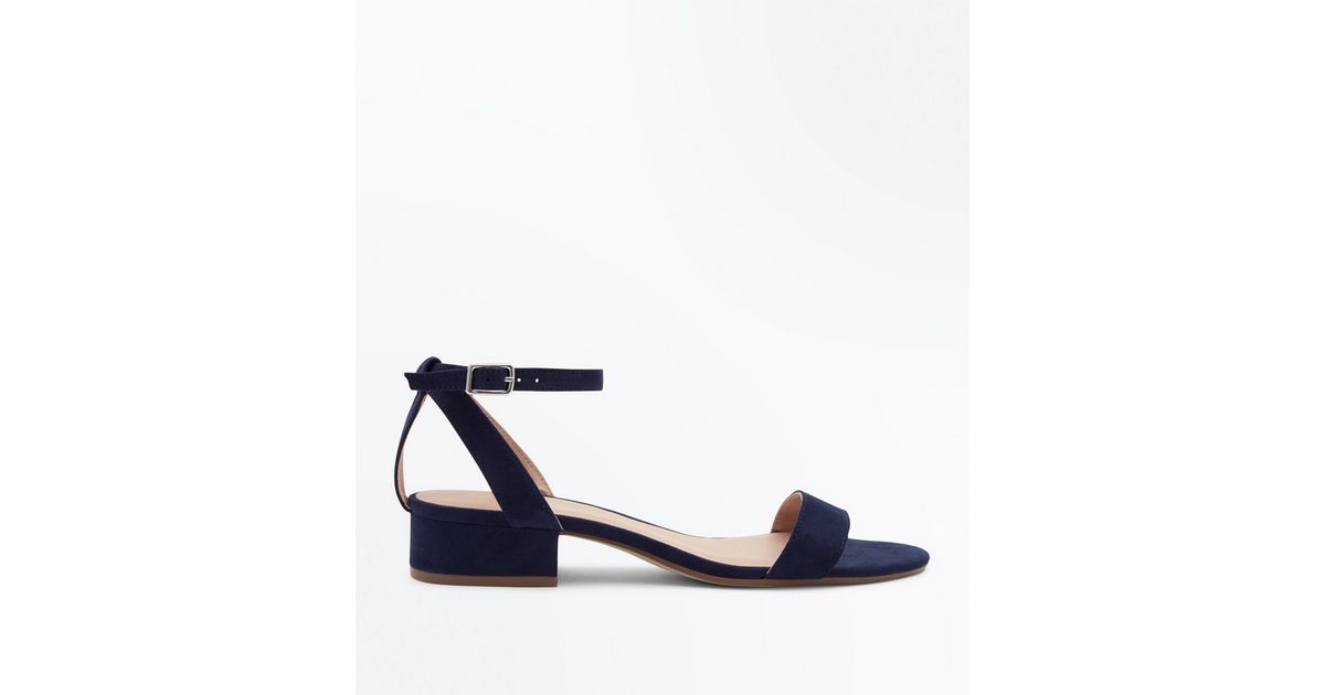 navy leather block heel sandals