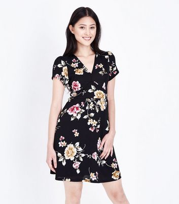 black floral dress new look