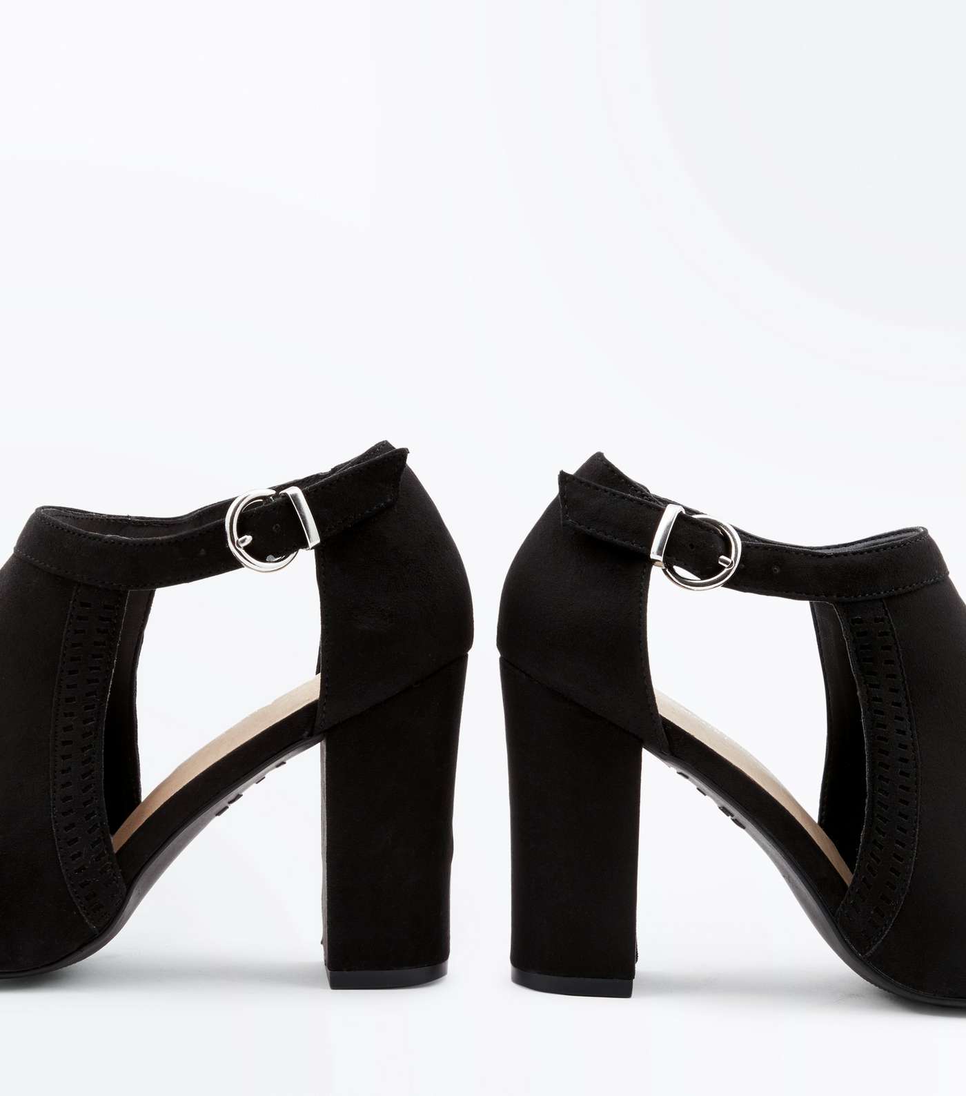 Black Comfort Flex Cut Out Peep Toe Heels Image 3