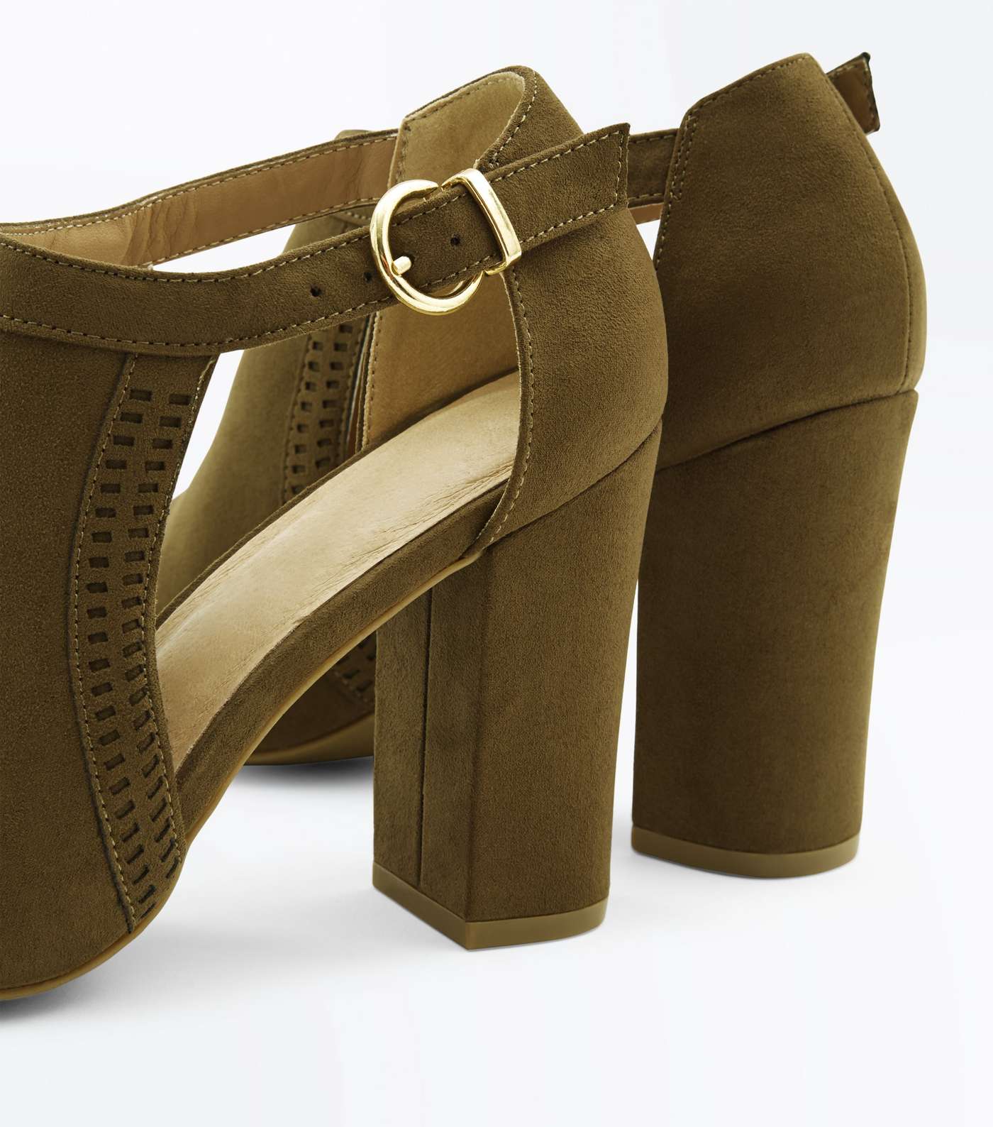 Khaki Comfort Flex Cut Out Peep Toe Heels Image 4