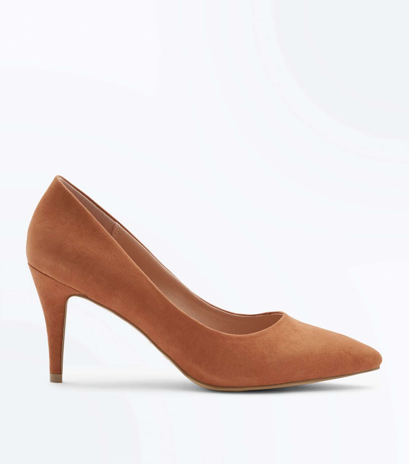 Wide Fit Tan Suedette Pointed Court Shoes