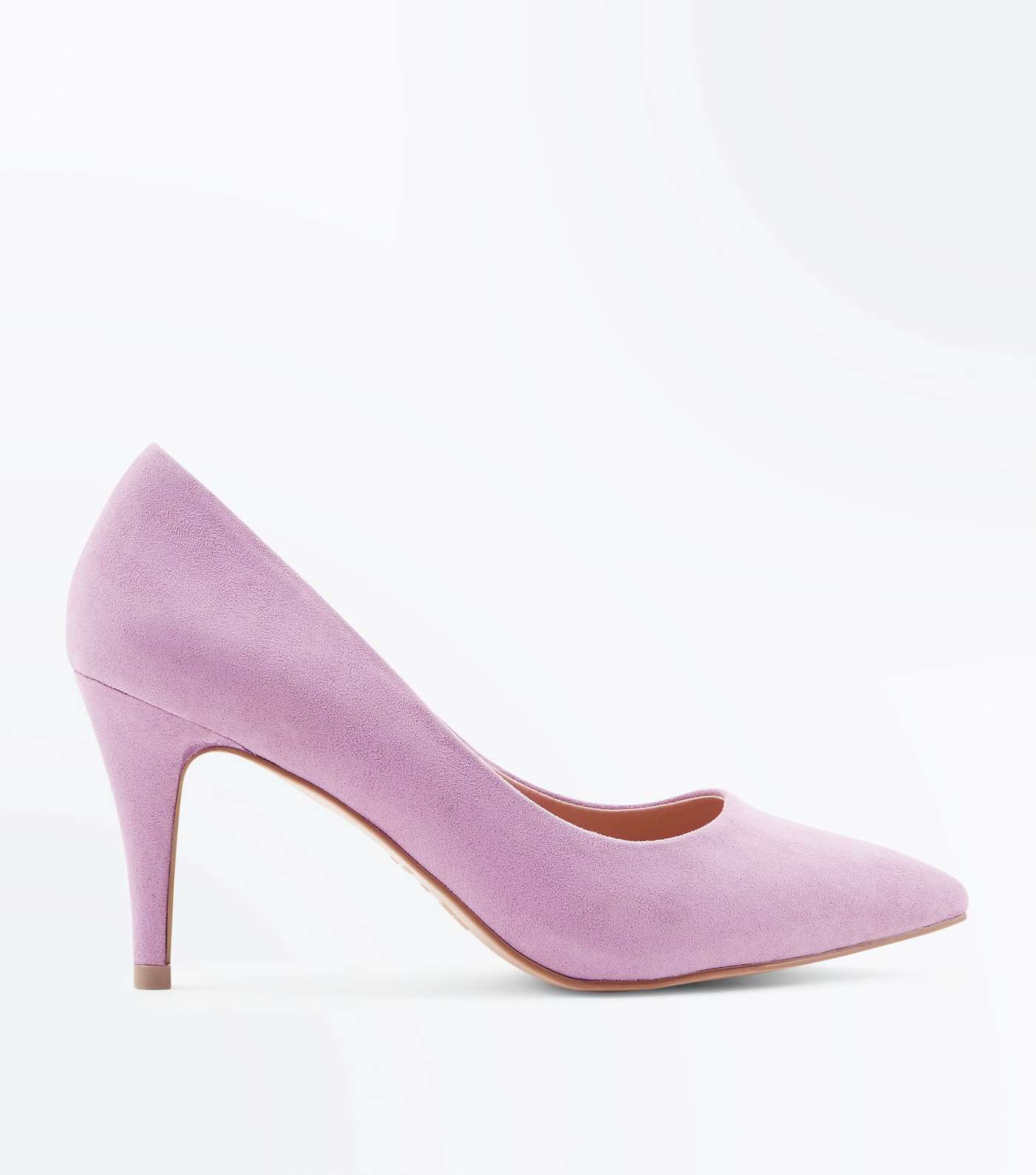 Wide Fit Lilac Suedette Pointed Court Shoes