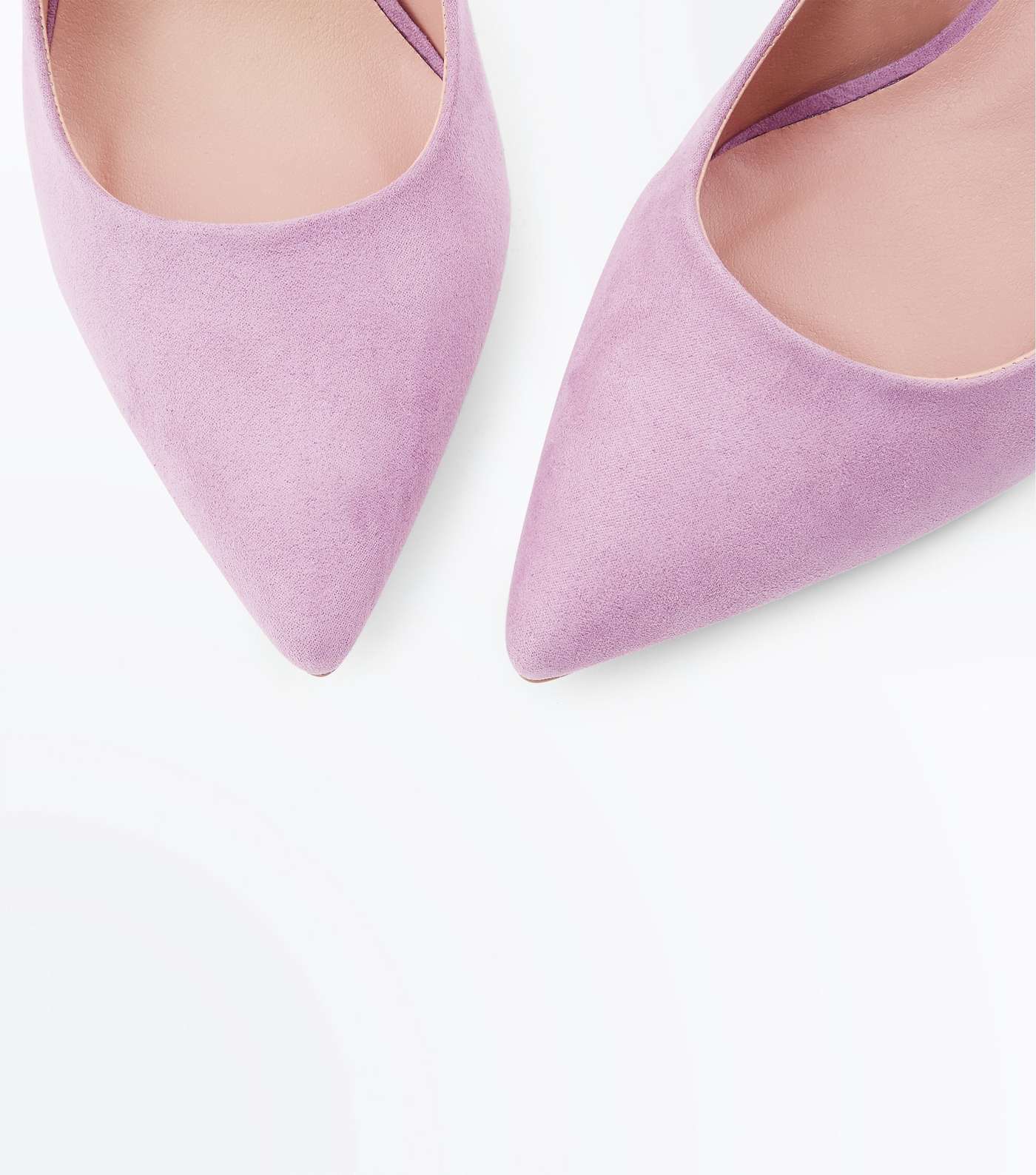 Wide Fit Lilac Suedette Pointed Court Shoes Image 3