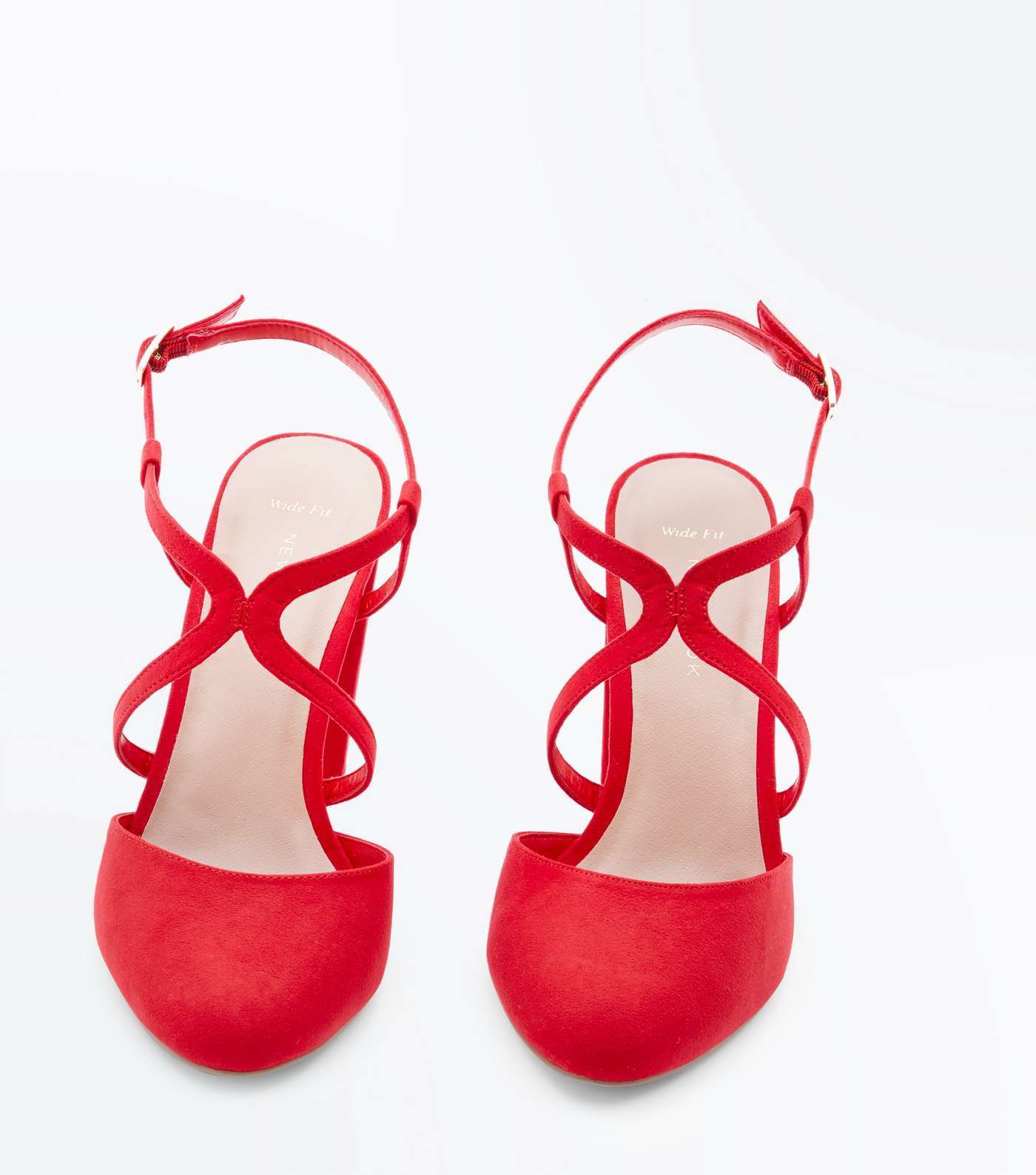 Wide Fit Red Suedette Round Toe Block Heels Image 3