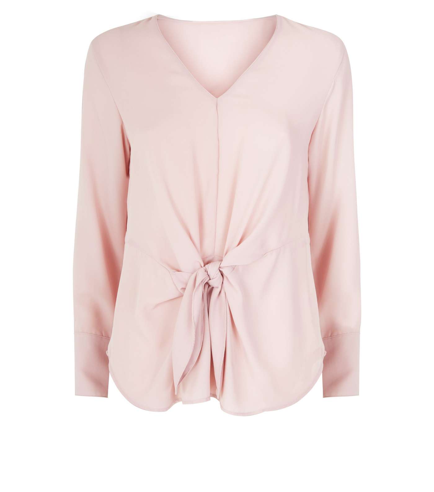 Pale Pink Long Sleeve Tie Front Top  Image 4
