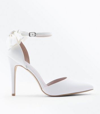 white wedding court shoes