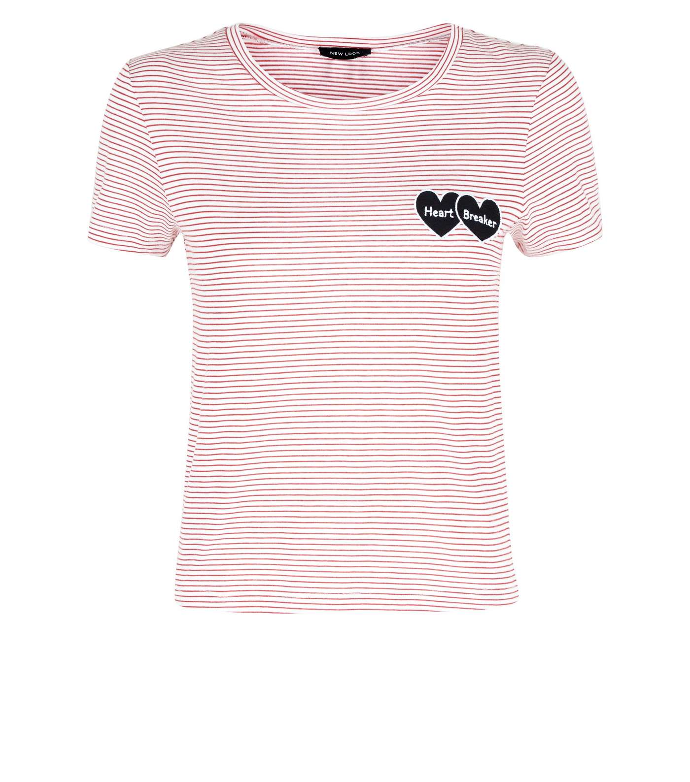 Red Stripe Heart Breaker Embroidered T-Shirt Image 4