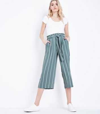 Buy Women Black Striped Paper Bag High Waist Trousers  Trends Online India   FabAlley