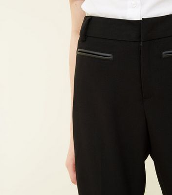 Girls Black Slim Fit Adjustable Waist School Trousers | New Look