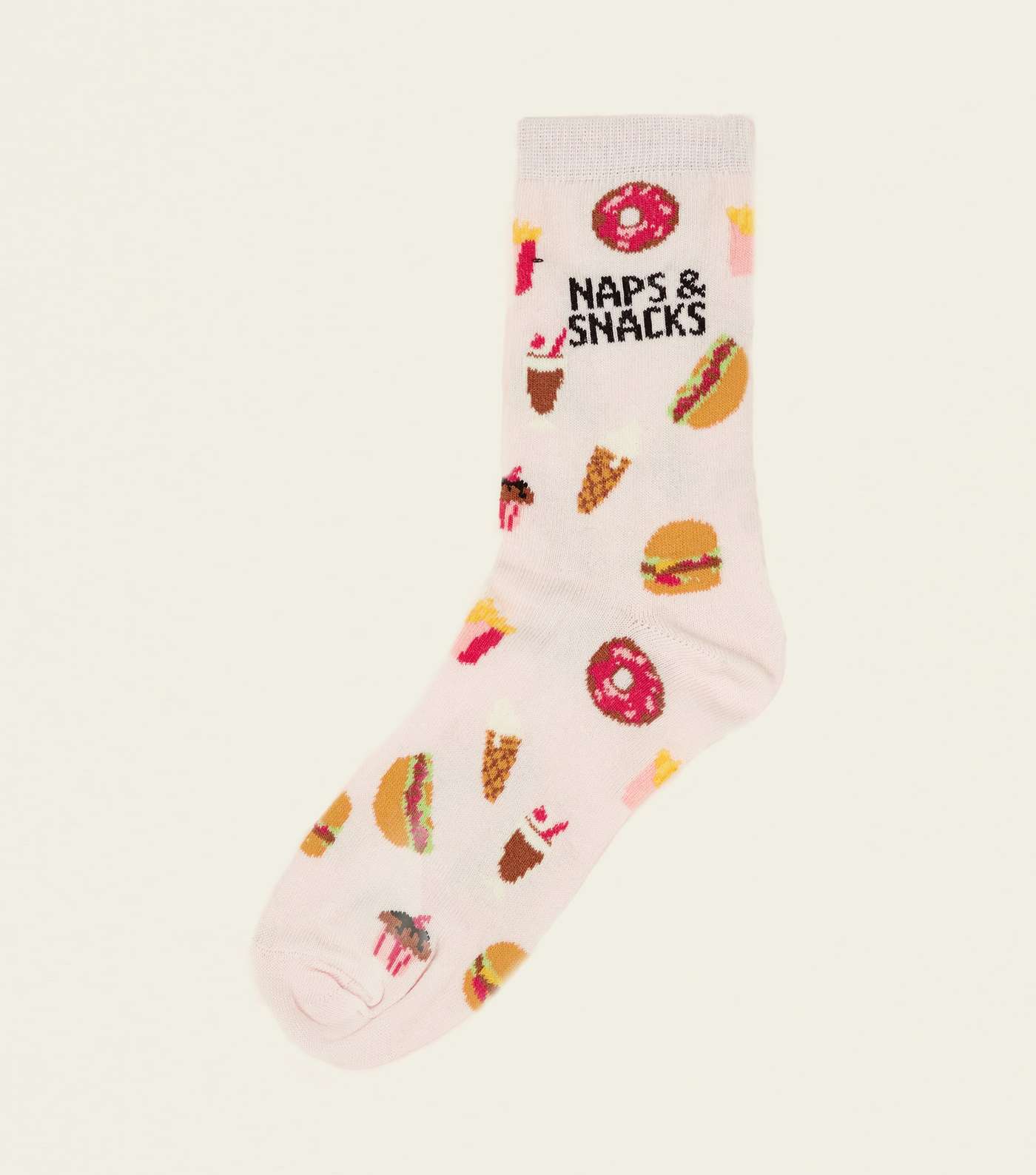 Pink Naps and Snacks Slogan Socks