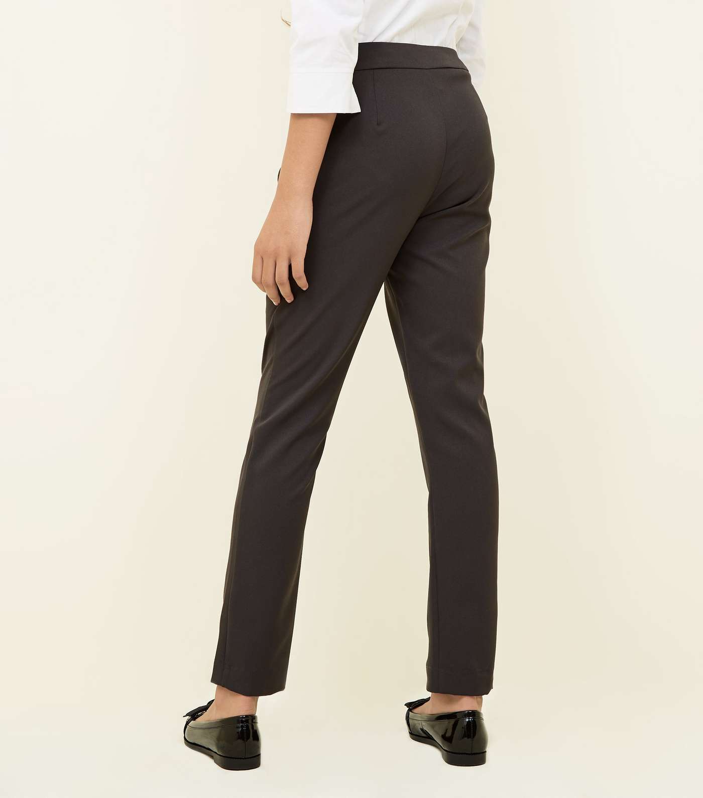 Girls Grey Tapered Stretch Trousers Image 3