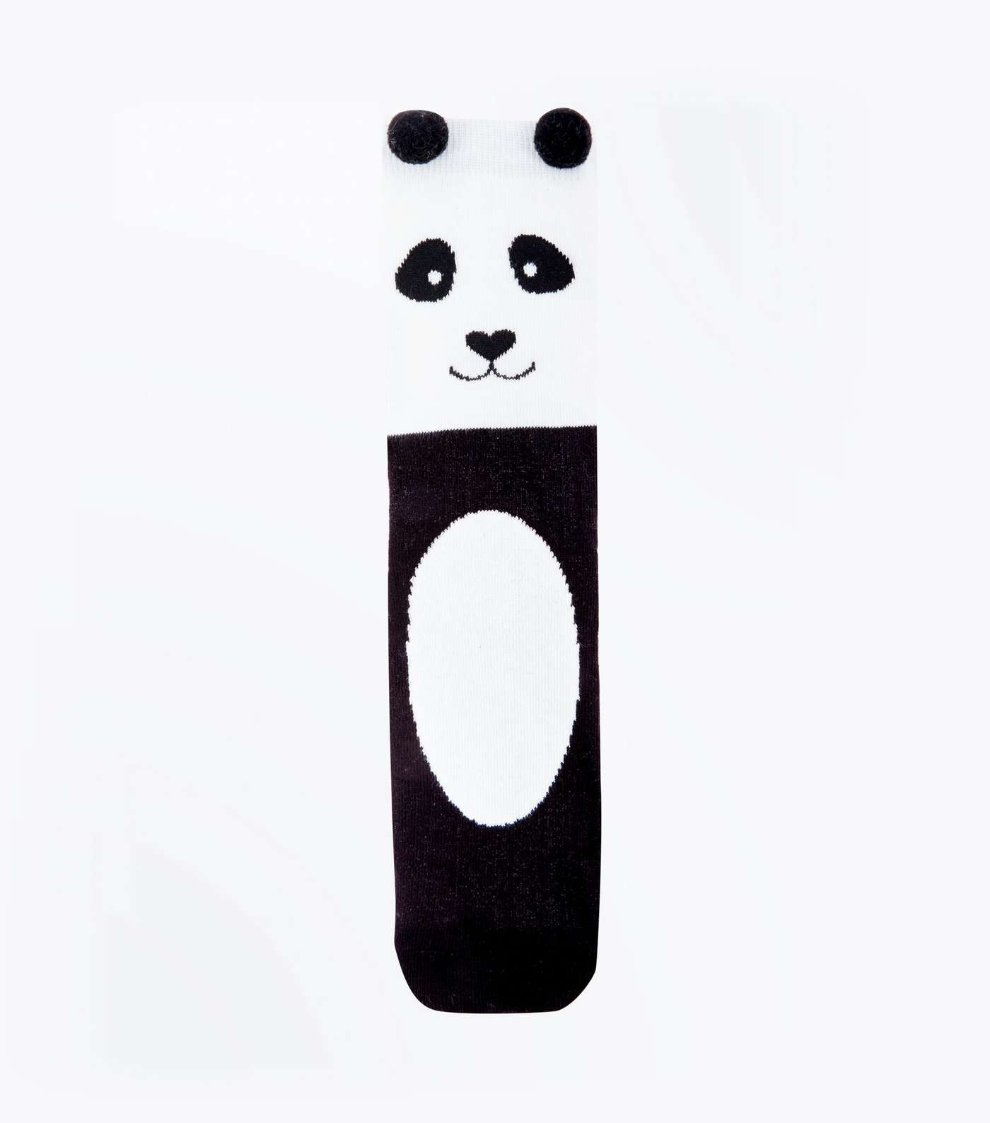 White and Black Pom Pom Ear Panda Socks