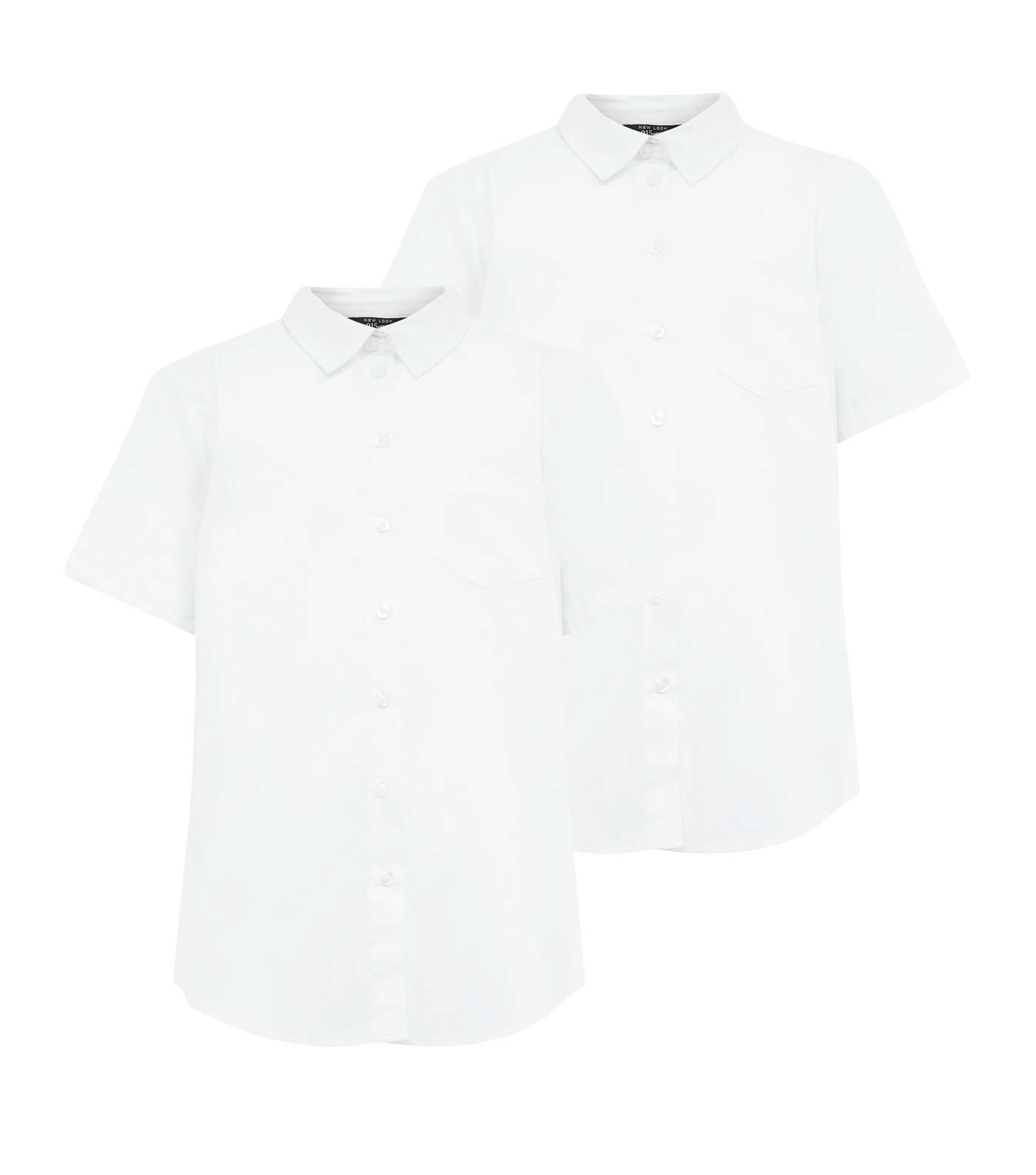 Girls 2 Pack White Short Sleeve School Shirts Image 4