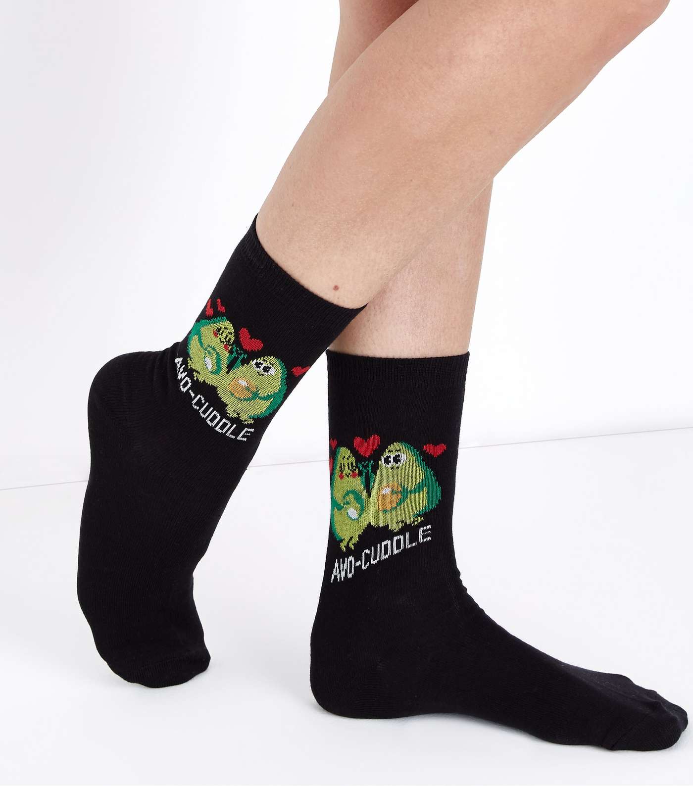 Black Avo-Cuddle Slogan Socks Image 2