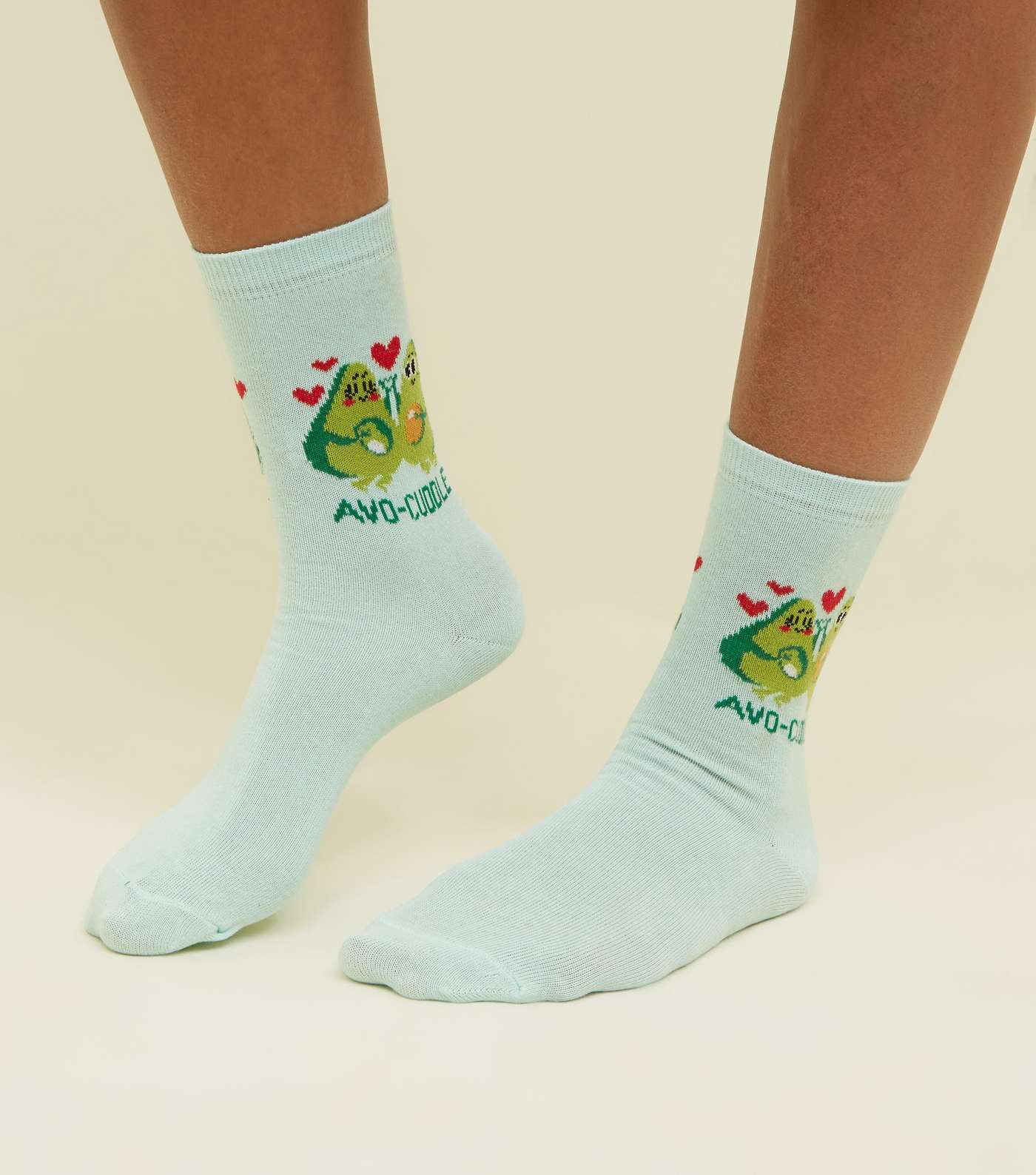 Mint Green Avo-Cuddle Slogan Socks Image 2