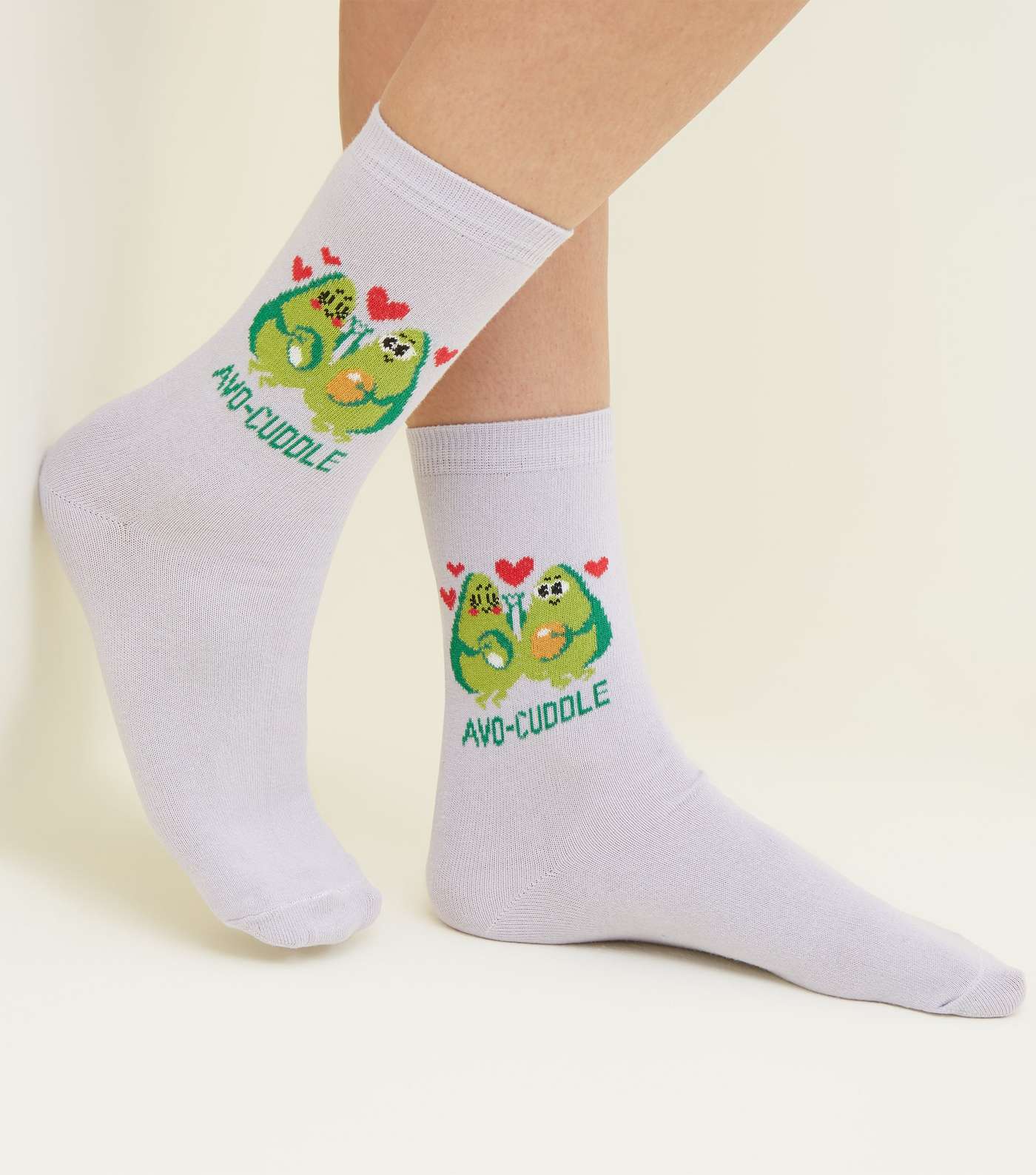 Lilac Avo-Cuddle Slogan Socks Image 2