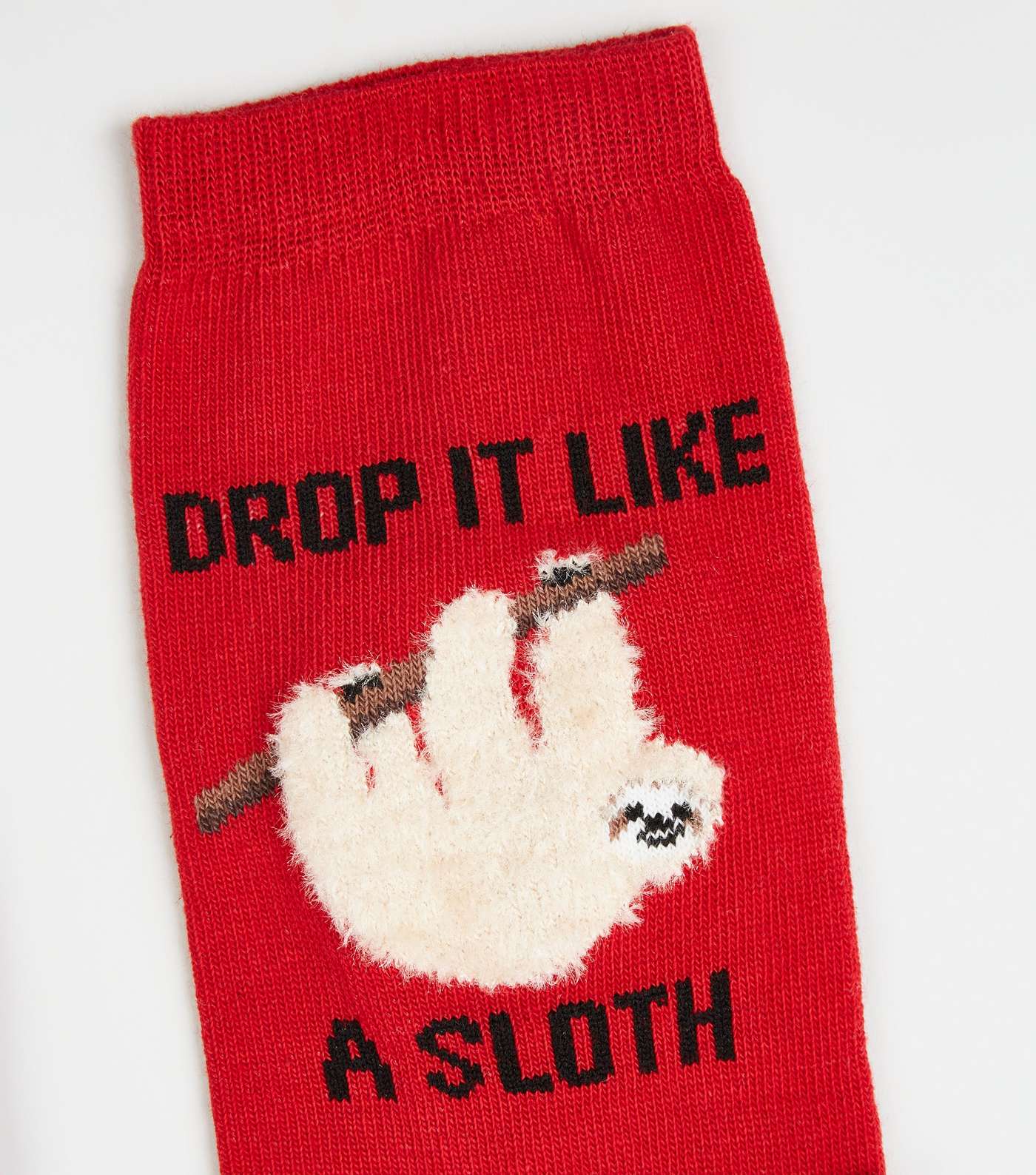 Red Drop It Like A Sloth Slogan Socks Image 3