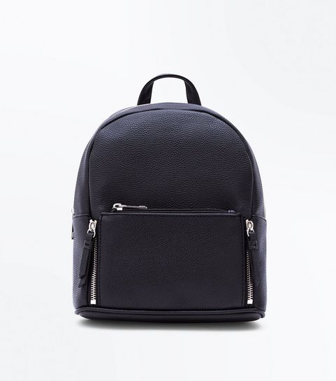 Handbags Black Clutch Tote Small Bags New Look Black Zip Top Curved Mini Backpack