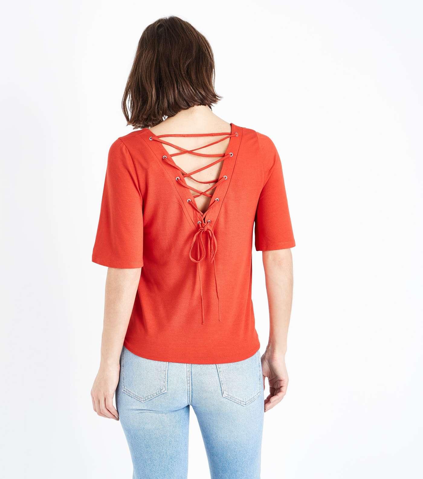 Red Reverse Crossover Strap T-Shirt Image 3