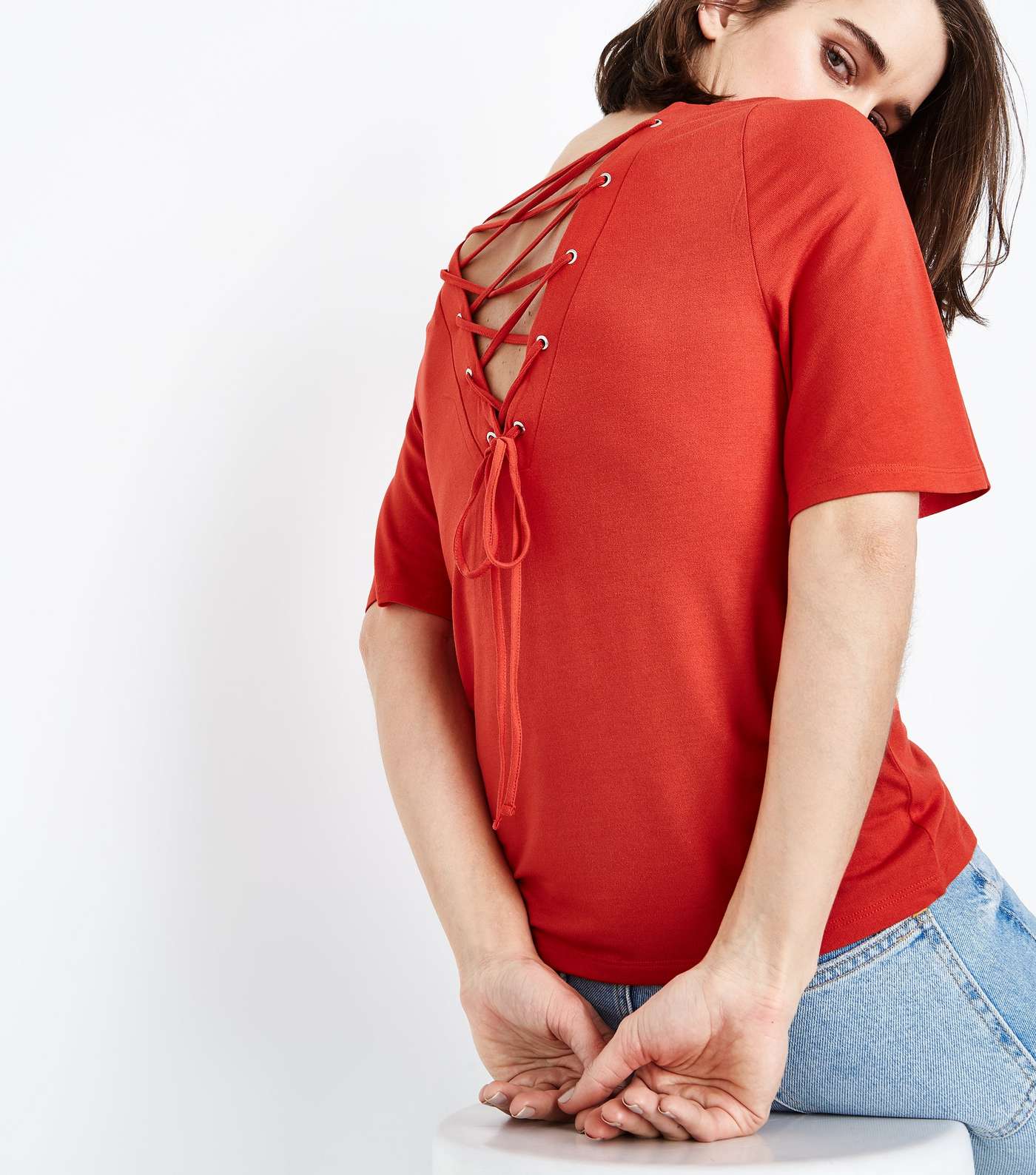 Red Reverse Crossover Strap T-Shirt Image 5