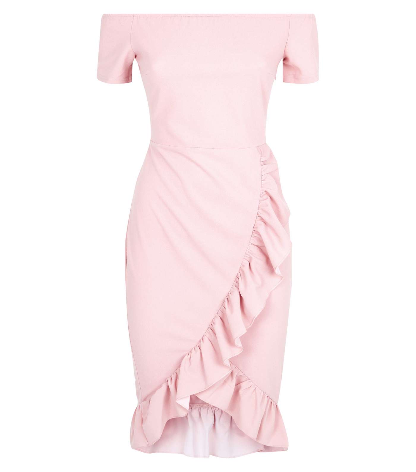 AX Paris Pale Pink Frill Trim Bardot Neck Dress  Image 4
