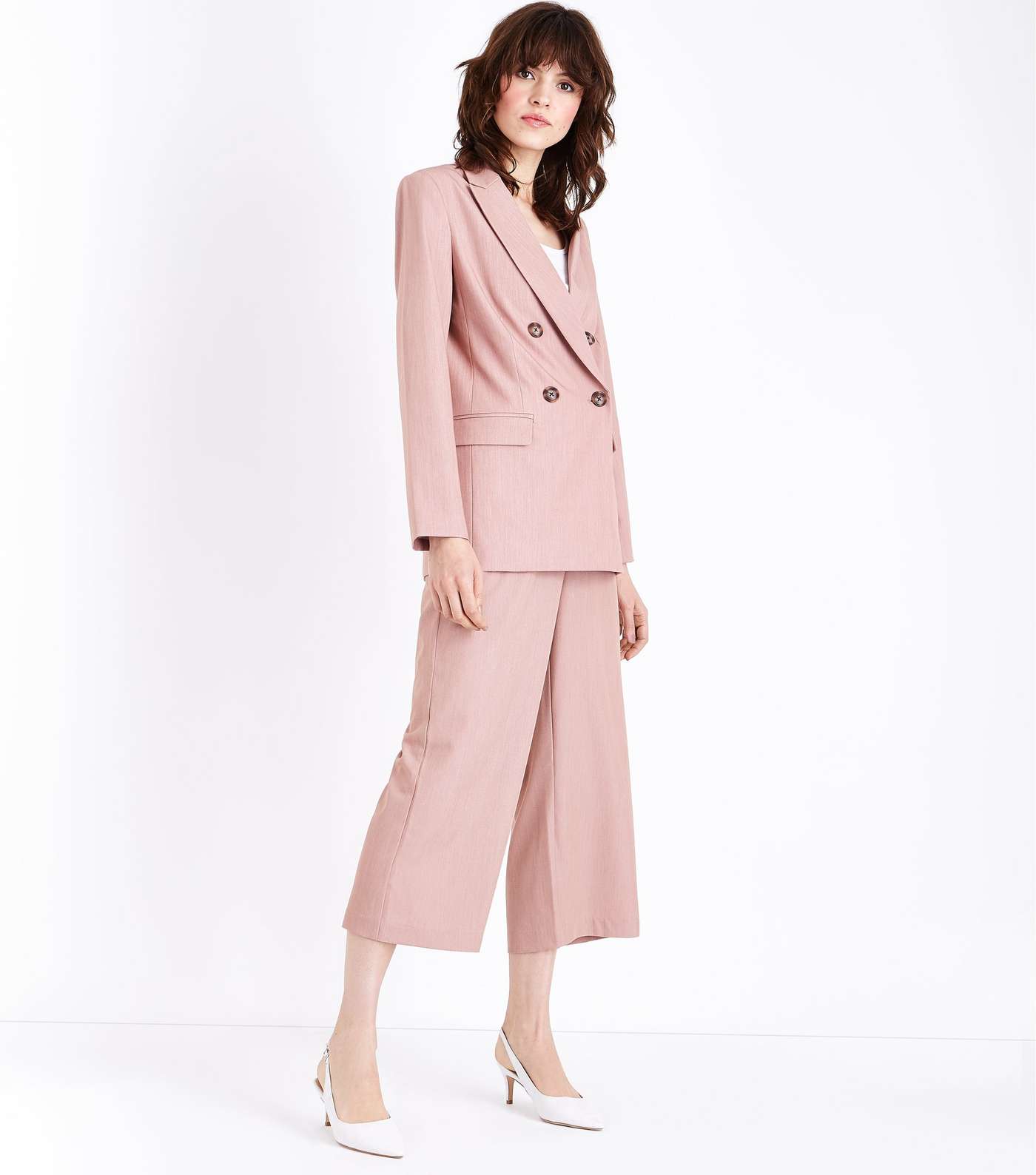 Mid Pink Marl Double Breasted Blazer Image 2