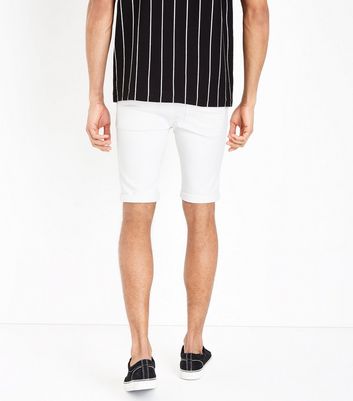 white skinny denim shorts