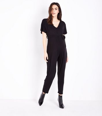 womens black jersey jumpsuit